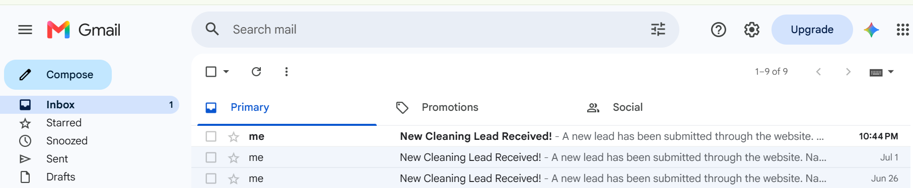 Screenshot of the email the business owner receives about a new lead